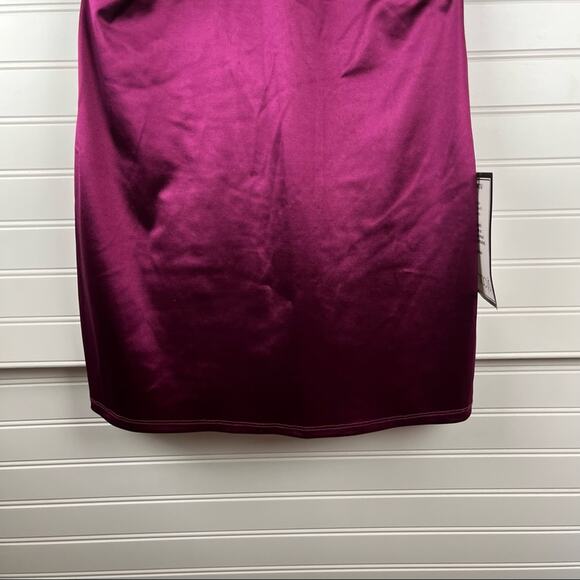 City Studio NWT Satin Purple Plunge Neck Side Cut Out Bodycon Mini Dress Large - Picture 5 of 9